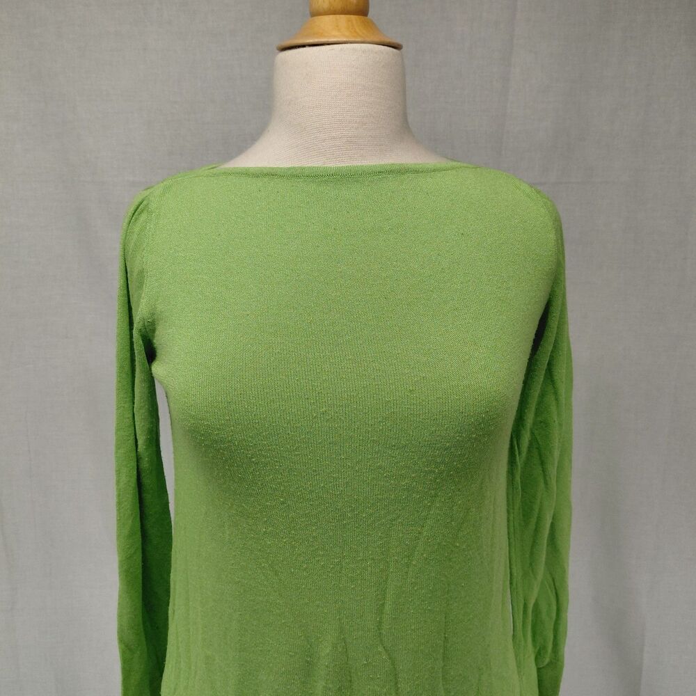 Vintage Benetton lime green boat neck LS sweater SZ small - Picture 5 of 9